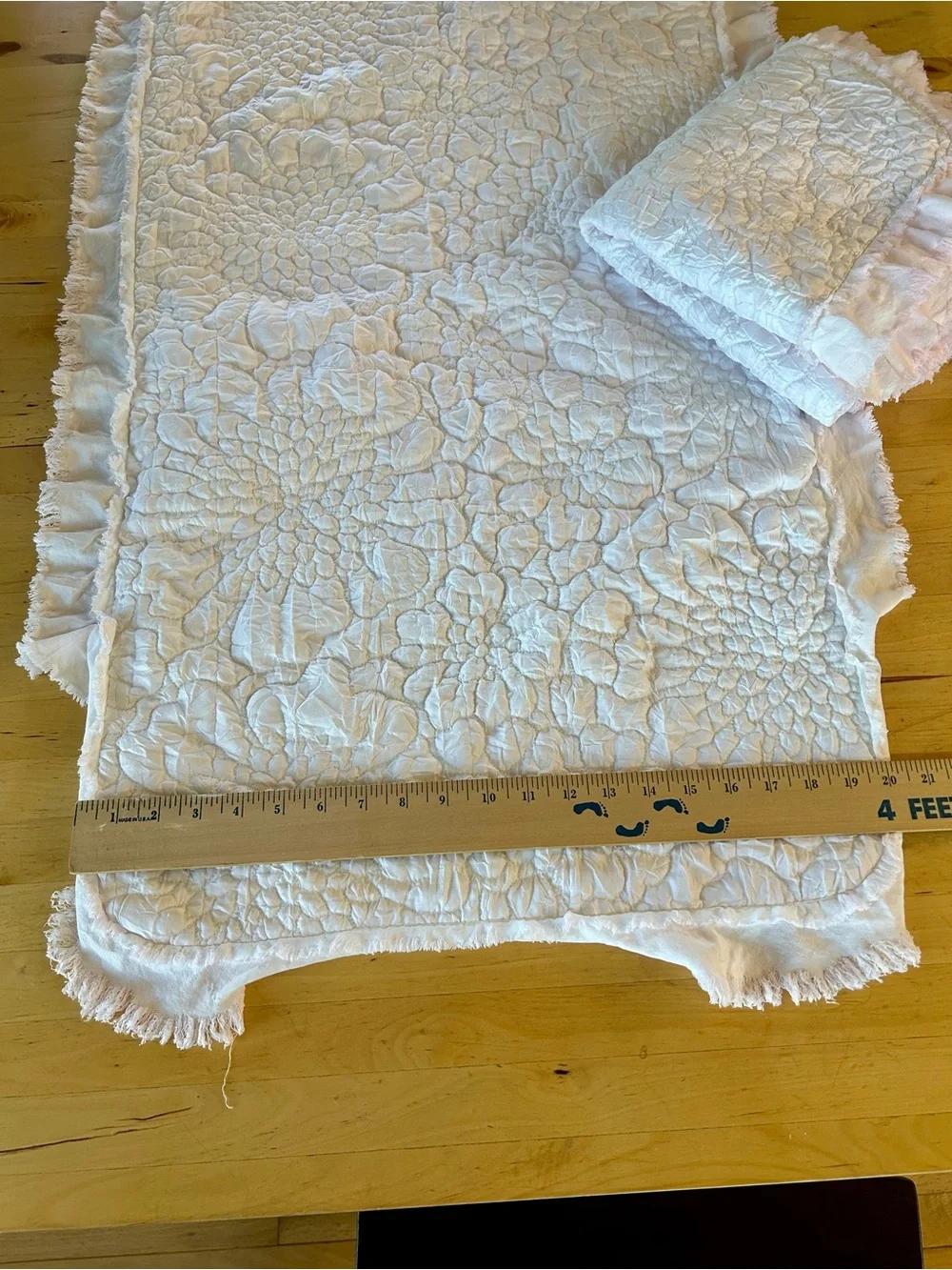 HORIMOTE HOME Light Pink King Quilt Pillow Shams Ruffle Fringe Set of 2 Pastel